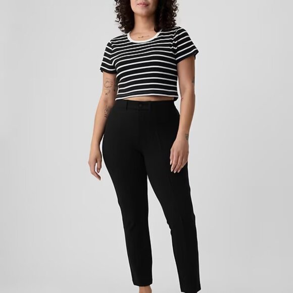 NWT sz 6 Black GAP High Rise Double Knit Skinny Pants Soft PONTE Pintuck Pleat - Picture 5 of 10